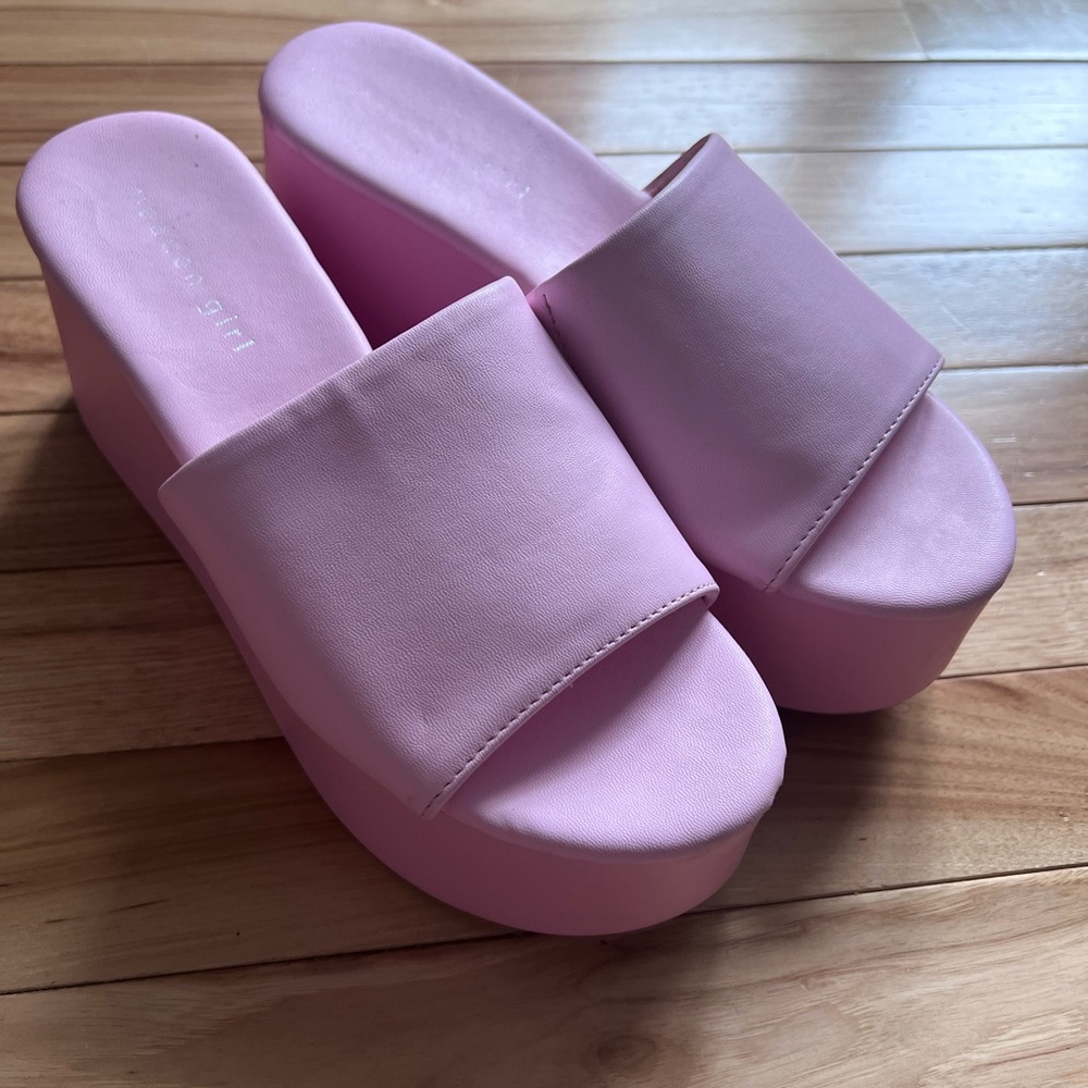 Madden Girl Pink Platform Slide Sandals